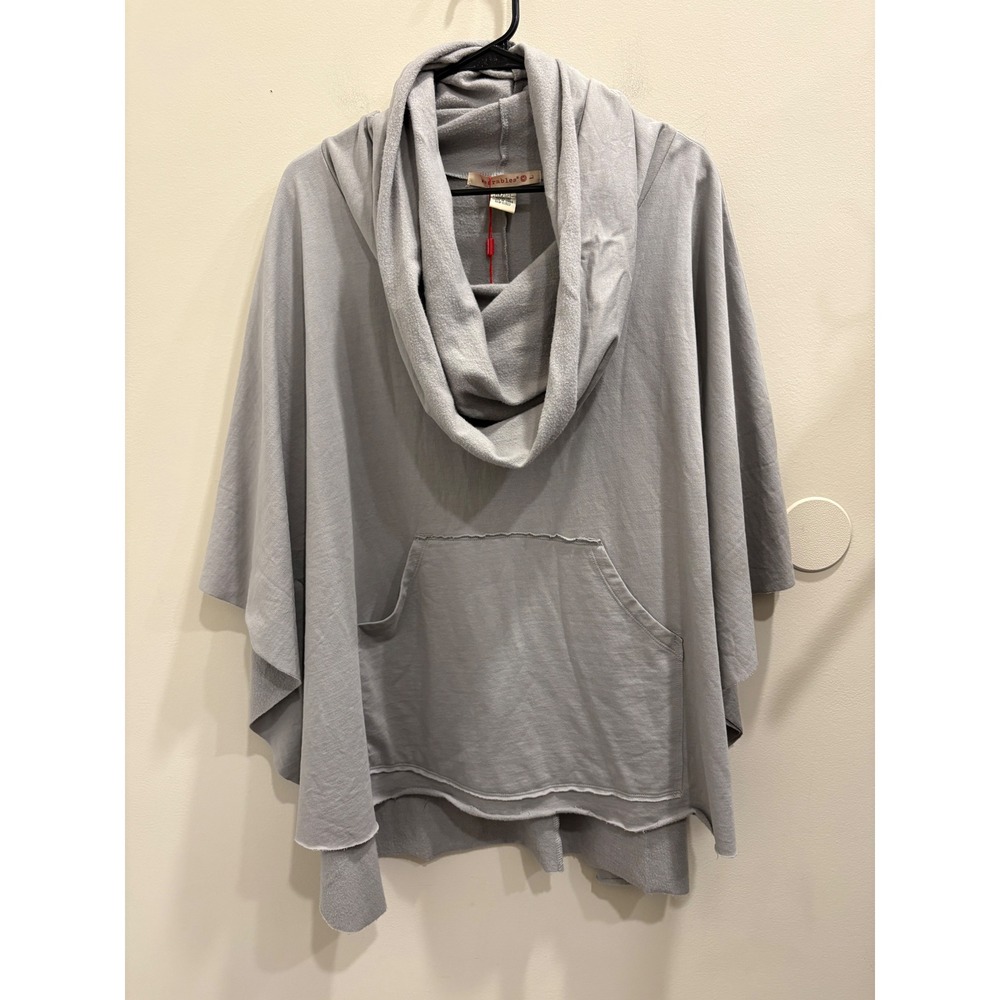 XCVI Wearables Womens Gray Paige Cowl Neck Poncho Kangaroo Pocket Top Large NEW